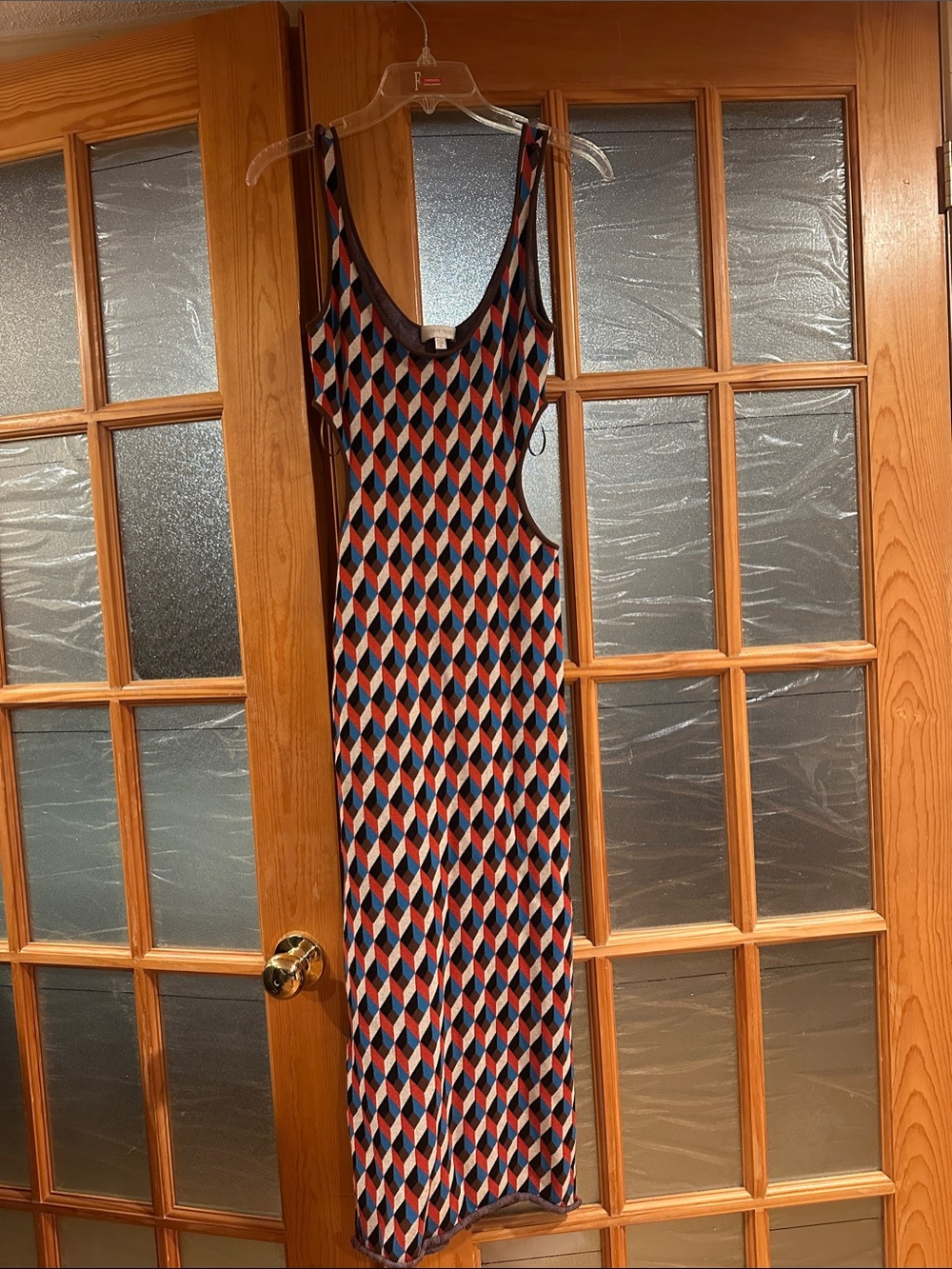 Ronny Kobo Collection Sleeveless Geometric Maxi Dress - Blue, Red & White